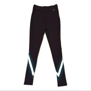 Project 28 NYC Black Chevron Varsity Full Length High Rise Leggings Large New